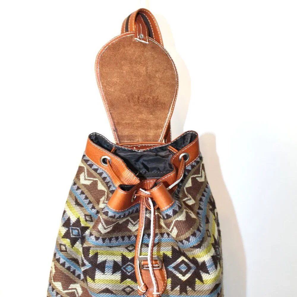 Yacon Handcrafted Wool and Faux Leather Backpack - Picture 1 of 16